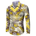 thumbnail image 3 of Camisas florales con personalidad 3D a la moda para hombres, camisas de manga larga con solapa estampadas, ropa informal Y2k vintage ajustada para mujer, 3 of 5