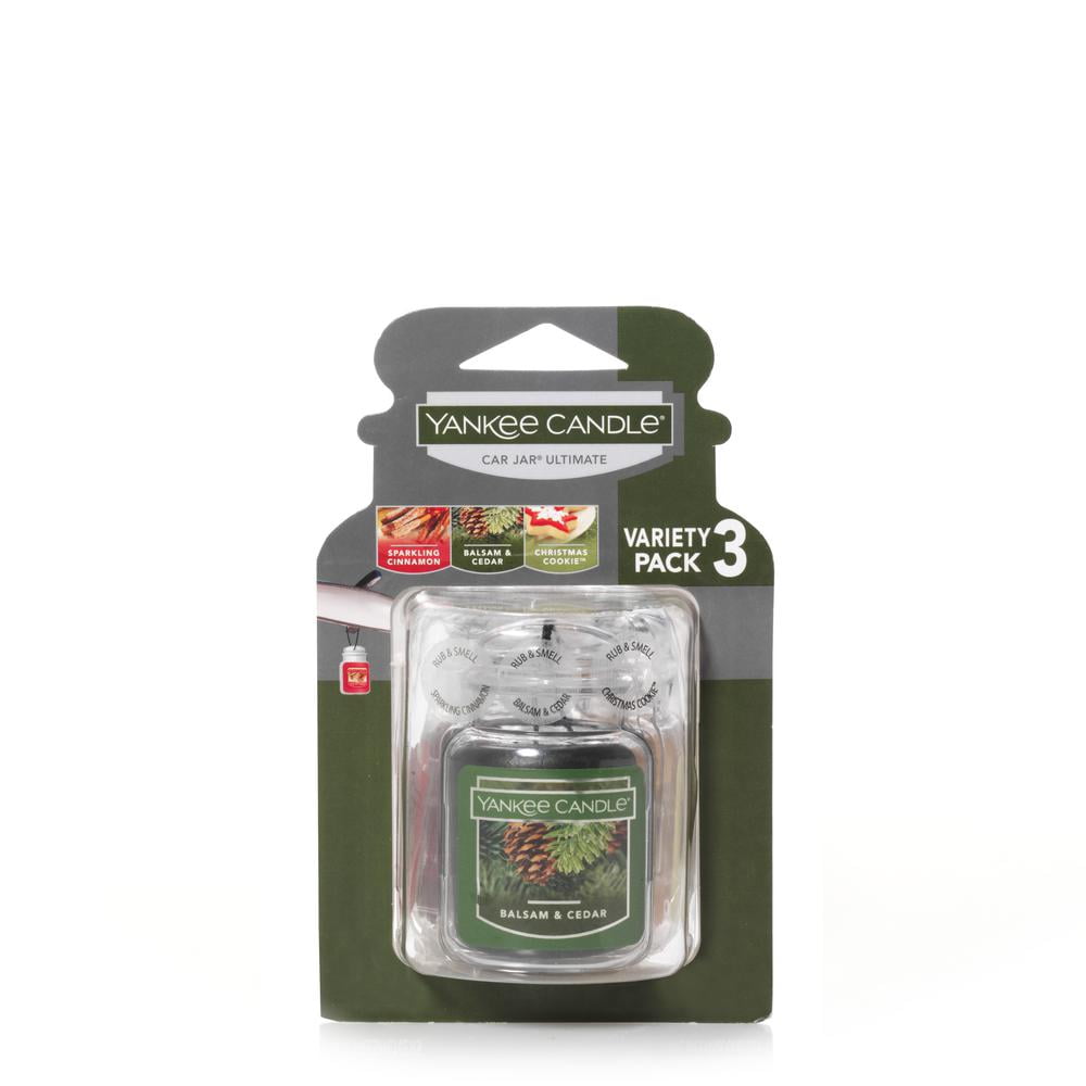 Yankee Candle Ultimate Car Jar -- Balsam & Cedar, Christmas Cookie, Sparkling Cinnamon - Set of 3 Ultimate Car Jars