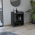 thumbnail image 4 of DeeHome St Andrews Bar Cart with Built-In 8-Bottle Rack, Double Glass Door Cabinet, and Aluminum-Edged Top Surface, 4 of 7