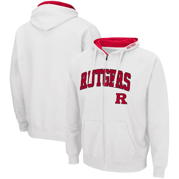 Men's Colosseum White Rutgers Scarlet Knights Arch & Logo 3.0 Full-Zip Hoodie