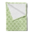 thumbnail image 2 of Geometric Soft Flannel Fleece Throw Blanket, Pastel Monochrome Traditional Style Quatrefoil Shapes in Continuous Pattern, Cozy Plush for Indoor and Outdoor Use, 60" x 80", Pastel Green, by Ambesonne, 2 of 5
