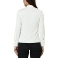 thumbnail image 4 of MODA NOVA Juniors V Neck Top Long Sleeve Pleated Front Work Office Blouse White L, 4 of 6