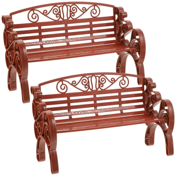 2Pcs Bench Model Decorative Small Bench Photo Prop Small Bench Garden Furniture