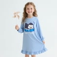 thumbnail image 2 of DDSOL Toddler Girls Nightgown Long Sleeves Penguin Nighties Princess Sleep Dress Blue 4T, 2 of 6