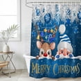 thumbnail image 6 of Christmas Shower Curtain Set - 48" x 72" Washable Bathtub Curtain with 12 Hooks, Cute Santa Claus Reindeer Xmas Balls Snowy Navy Blue Waterproof Fabric Stall Shower Curtains for Bathroom Décor, 6 of 6
