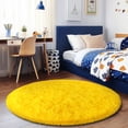thumbnail image 3 of SARAG 4x4ft Round Rug for Bedroom,Furry Carpet for Children Kids Room,Bright Yellow, 3 of 8