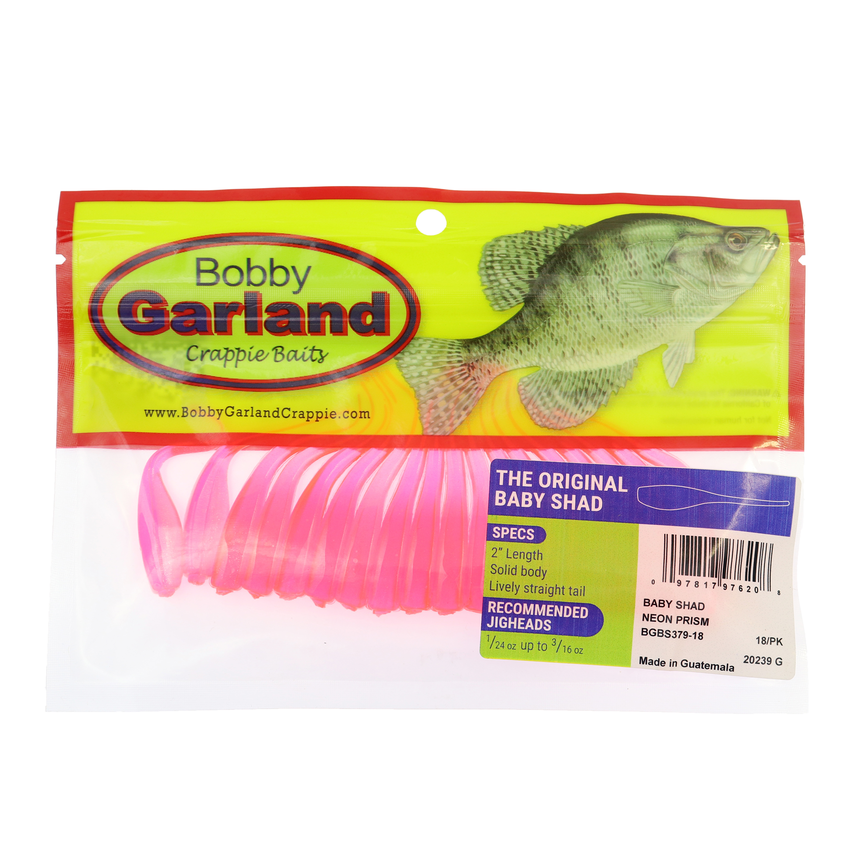 Bobby Garland Baby Shad - 2 IN - 18 Pack - Neon Prism
