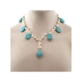 thumbnail image 3 of Gem Stone King 18 inches Drop Simulated Turquoise Howlite and Cultured Freshwater Pearl Necklace for Women with Toggle Clasp, 3 of 3