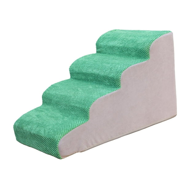 Escaleras para perros de 4 escalones, rampa para casa de gatos pequeños, cubierta desmontable, rampa interior antideslizante suave portátil, escalera Verde