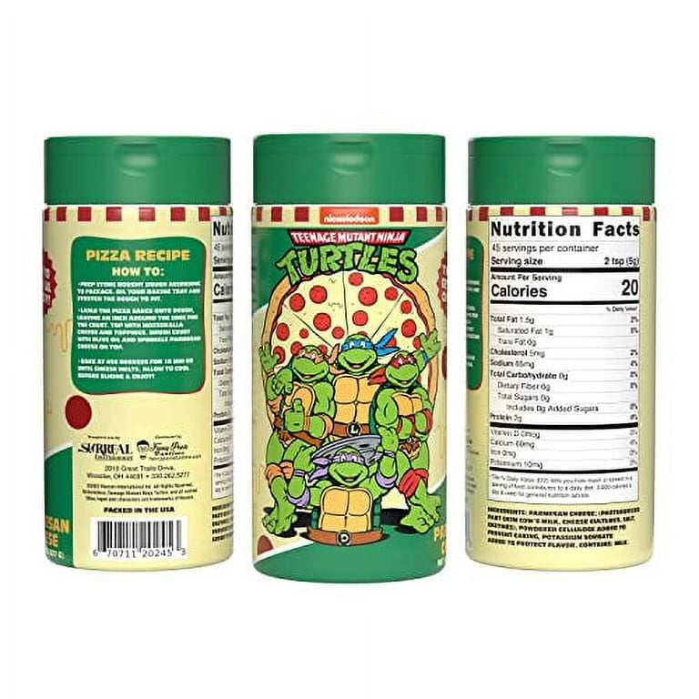  Teenage Mutant Ninja Turtles Parmesan Cheese - Officially  Licensed TMNT Pizza Seasoning (8 oz. Canister Shaker) - All Natural, Grated  and No Preservatives : Grocery & Gourmet Food