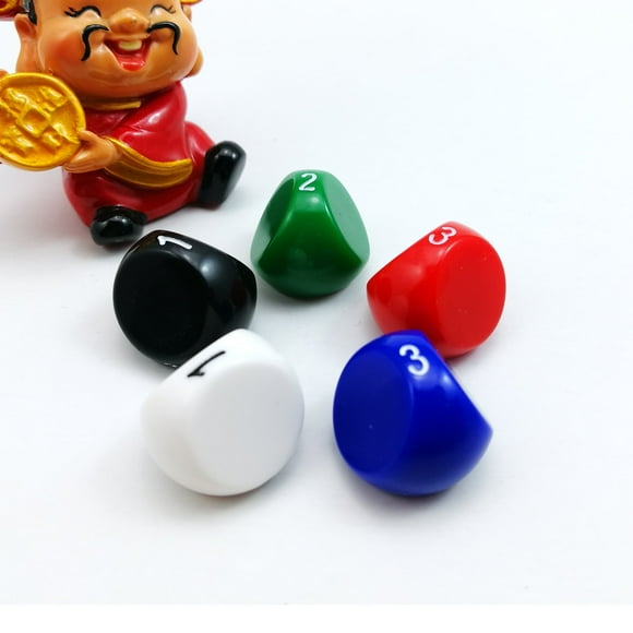 Bescon Polyhedral Dice 3-Sided Gaming Dice D3 Die D3 Dice 3 Sides Dice 3 Sided Cube 5 Assorted Opaque Color