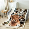 Highland Cow Blanket Cowhide Cheetah Print Throw Blanket 60"x80