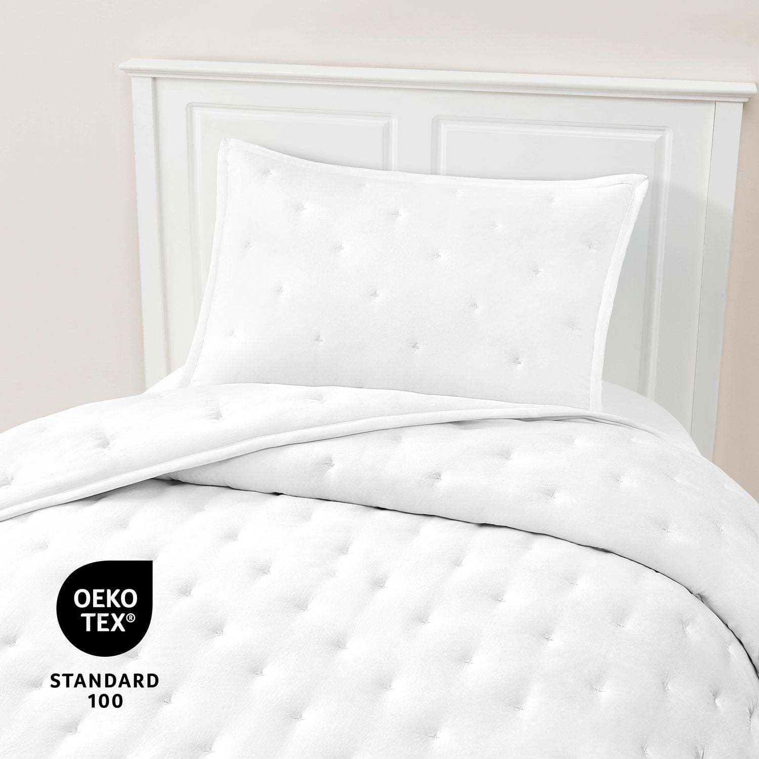 Mainstays 3-Piece Comforter Set, Arctic White, Double Queen, Double Queen