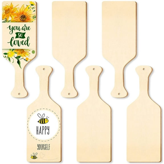 ITSELFER 6pcs Wood Paddles Craft Making Cutting Board Wood Paddle for Crafts Wooden Paddles Unfinished Wooden Paddles Small Wood Cutting Board Unfinished Craft Boards