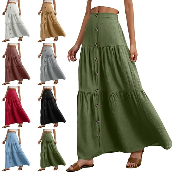 Women Solid Color Fashion Casual Elastic Waist Tie Pocket Ankle Skirt