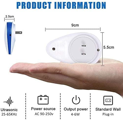 Roofei 6Pcs Ultrasonic Pest Repeller, Electronic Plug in Repellent Indoor for Flea, Insects, Mosquitoes, Mice, Spiders, Ants, Rats, Roaches, Bugs-White