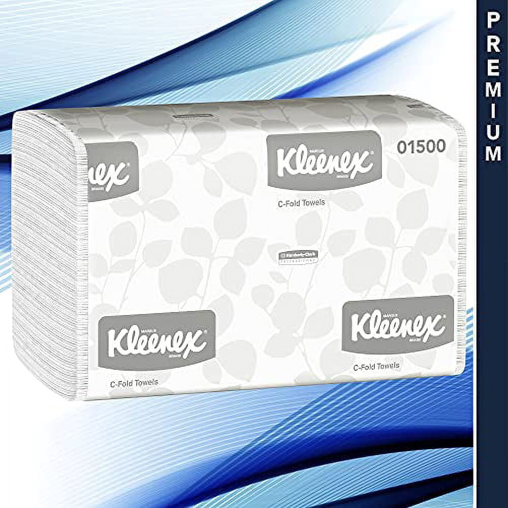 Kimberly-Clark Professional Kleenex C Fold Paper Towels (01500), Absorbent, White, 16 Packs/Case, 150 C-Fold Towels/Pack, 2,400 Towels/Case