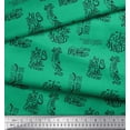 thumbnail image 2 of Soimoi Green Cotton Duck Fabric Explore The World Text Print Fabric by the Yard 42 Inch Wide, 2 of 3