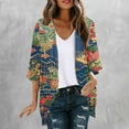 thumbnail image 2 of jsaierl Women's Floral Print Puff Sleeve Kimono Cardigan Loose Cover Up Casual Blouse Tops, 2 of 6