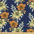 thumbnail image 2 of Ambesonne Flowers Fabric by the Yard Upholstery, Vintage Classic Branches, 10 Yards, Dark Orange Cream and Indigo, 2 of 5