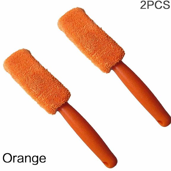 1PC/2PCS Long Handle Microfiber Tire Brush - 4 Colors, Portable Wheel Rim Cleaning Tool for Car Detailing
