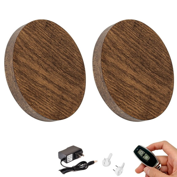 Kiven Led Wooden Wall Lamp, Battery Operated Wall Lights with Remote Control, Set of 2 Modern Rechargeable Corner Lights for Reading, Makeup, Bedside, Wall Decor, Warm White