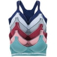 thumbnail image 6 of ToBeInStyle Women's Pack of 6 Racerback Sports Bras with Sports Logo on Lower Band & Outlined Detail - Dusty - 40C, 6 of 6