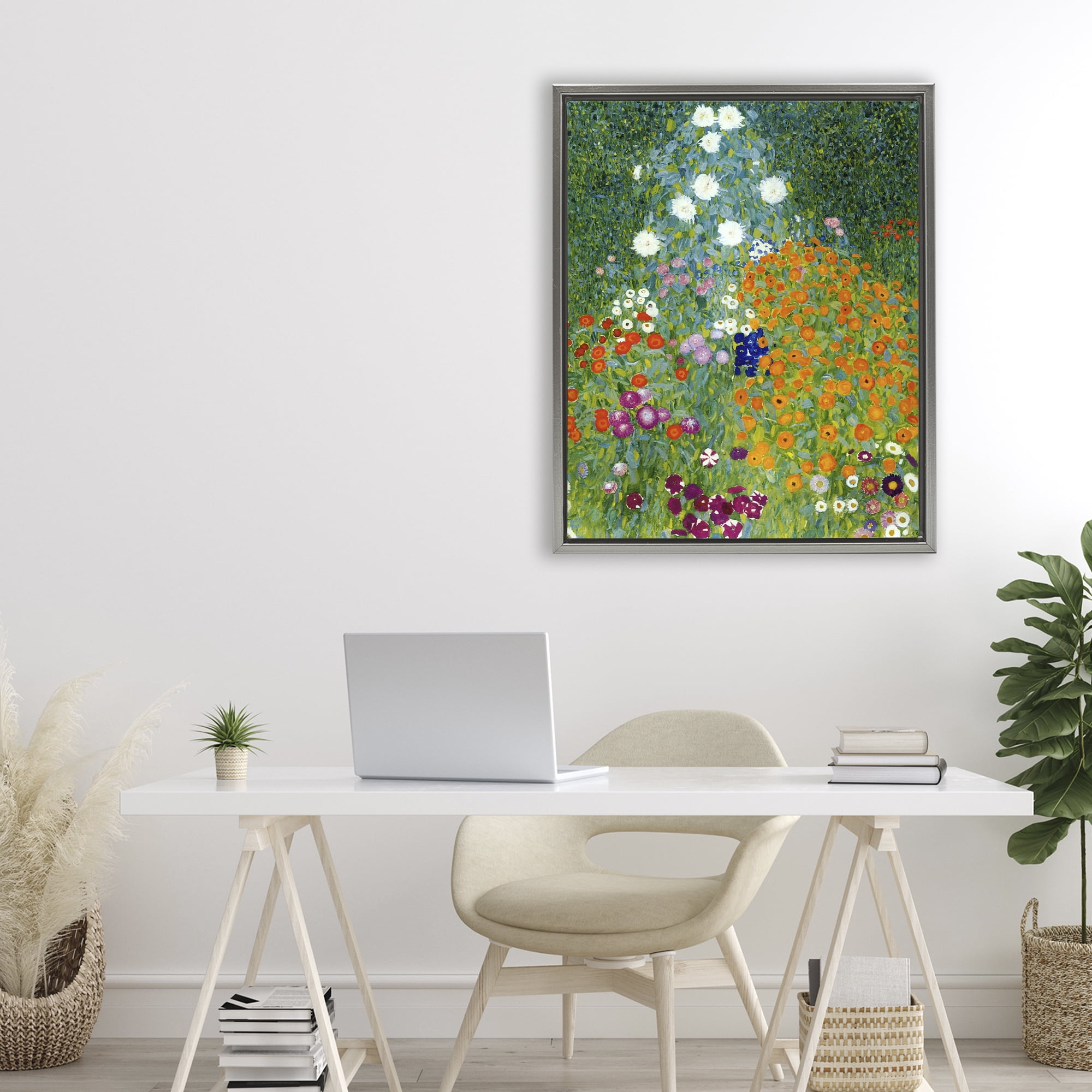 Stupell Industries Farm Garden Classic Klimt Gray Framed Floater Canvas Wall Art, design by Vintage Hustle
