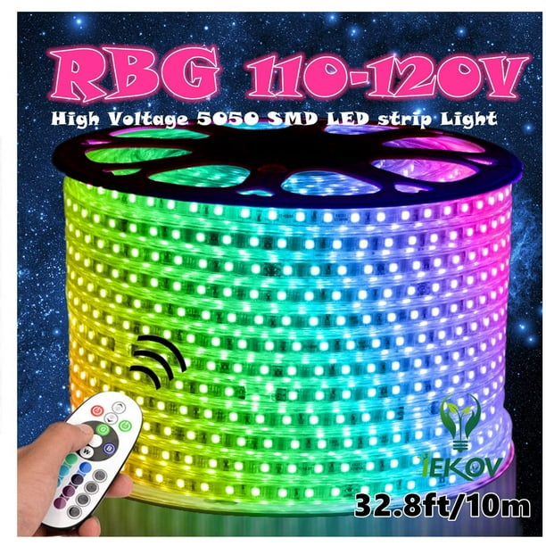 AC 110-120V Flexible LED Strip Lights, 60 LEDs/M, Dimmable
