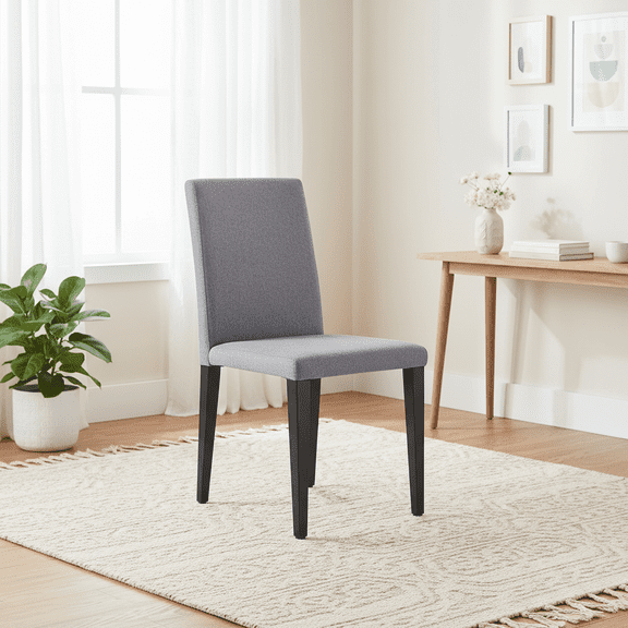 Homy Casa Set of 2 California Modern Linen Dining Chairs 18" Seat Height Light Gray