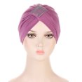 thumbnail image 4 of Awdenio Beanies Hats Women Solid Rhinestone India Muslim Ruffle Chemo Hat Wraps Turbans Beanie Cap Headwraps, 4 of 5
