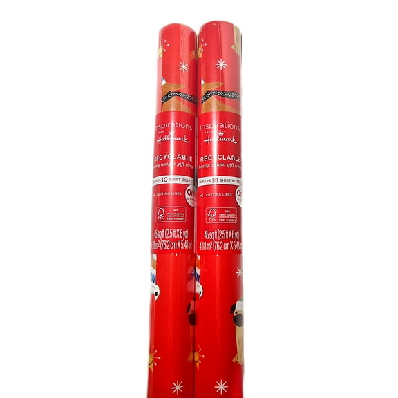 Inspirations from Hallmark Holiday Wrapping Paper Roll (Dogs on Red), 2 each