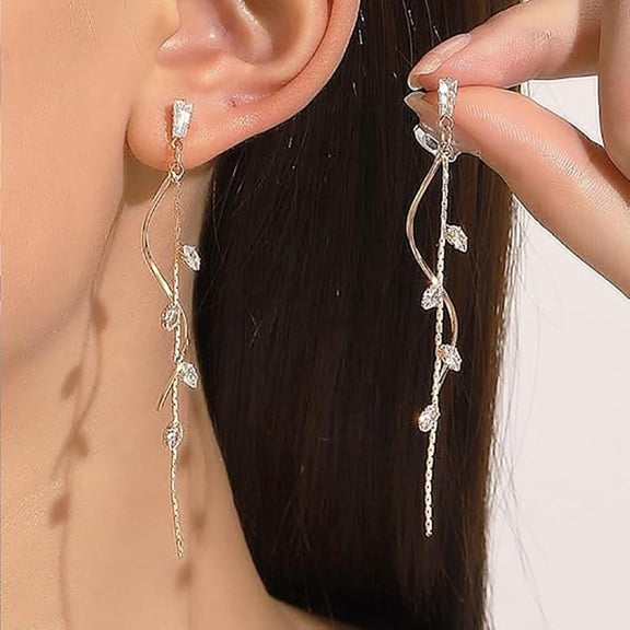 Linear Drop Rhinestone Earrings Delicate Zirconia Tassel Threaders Prom Evening Event Jewelry 1 Piece Gifts for Women