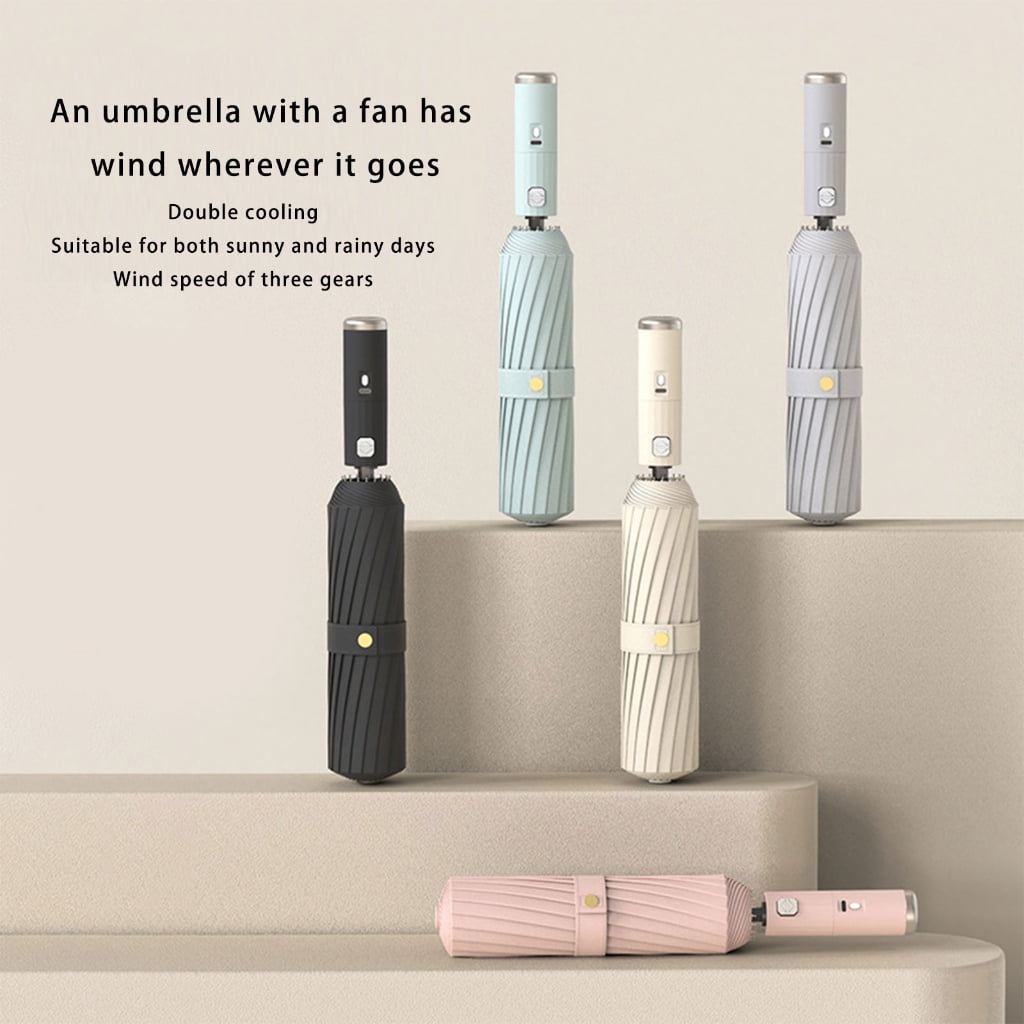 Portable Fan Umbrella Auto Folding Mechanism For Golf Beach Camping Trip