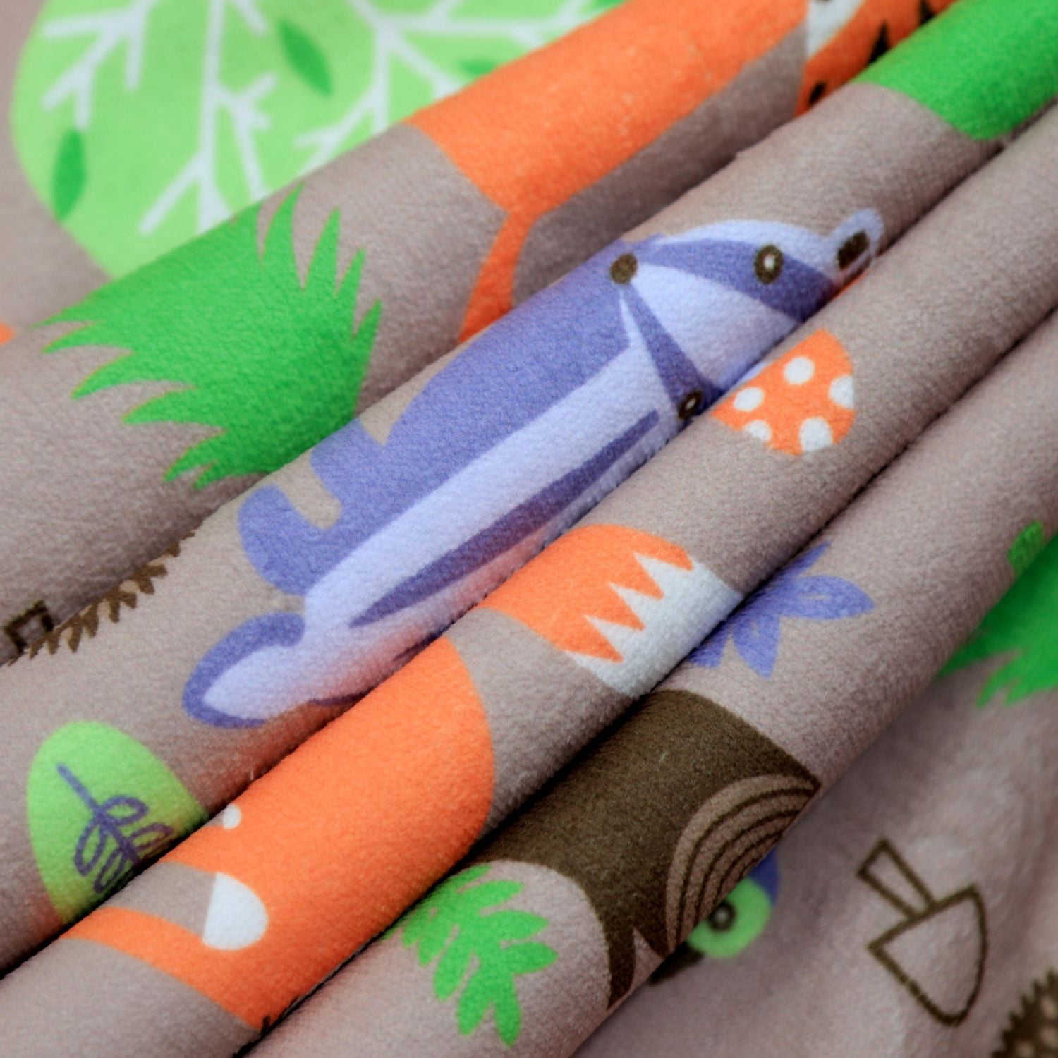 Marina Decoration Reversible Rich Printed Woven Fluffy Plush Soft Warm Flannel Fleece Children Throw Sherpa Kids Blanket, 40 x 50 Inch Fox Forest With Taupe Base Pattern