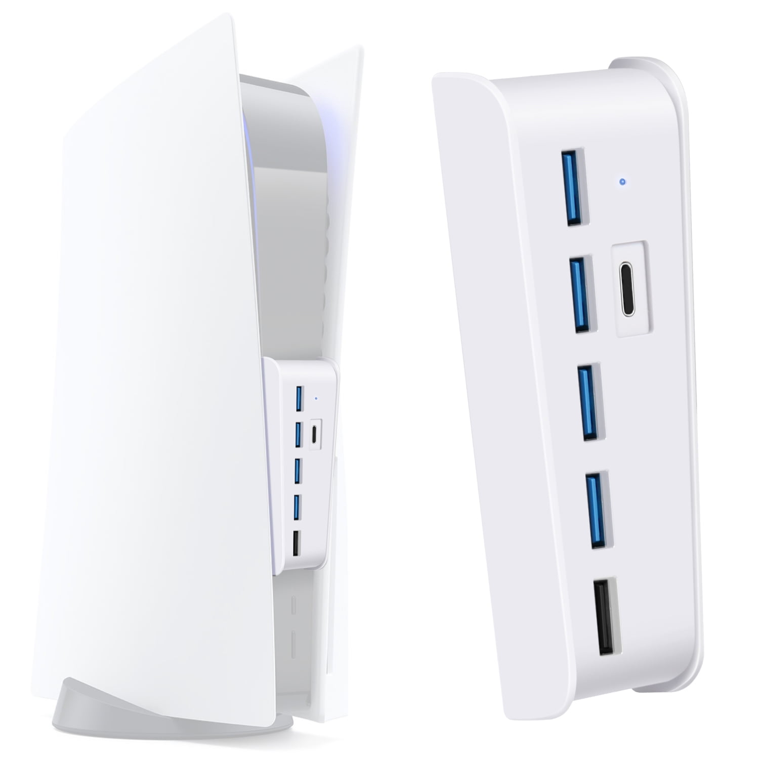Joso Hub USB a 5 porte per PS5, hub di espansione ad alta velocità, adattatore splitter con 4 USB + 1 porta di ricarica USB + 1 porta di tipo C, compatibile