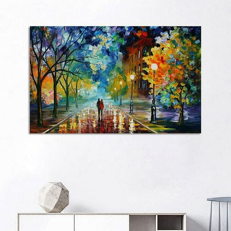 ArtbyHannah 24x48 inch Colorful Flower Large Canvas Painting Wall