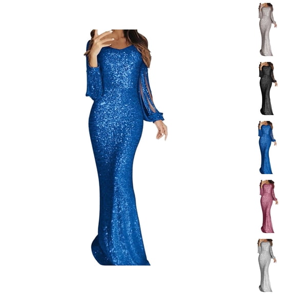Evening Dresses for Women Holiday Party Dresses for Women Elegant Long Sleeve Evening Gown With Fringe Detail for Fall Winter formal Dinner Party and