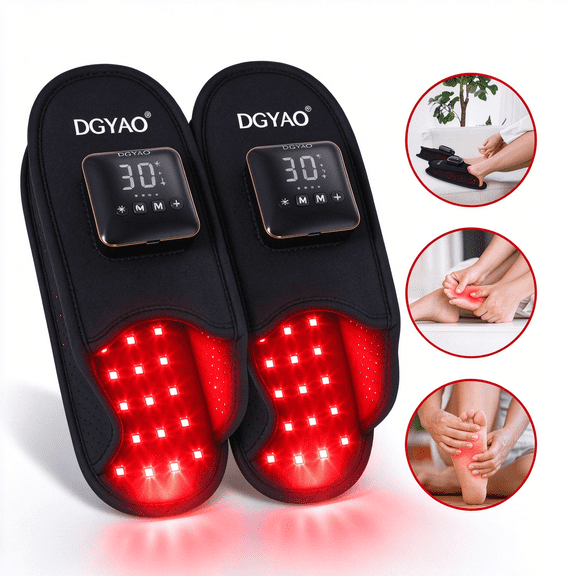 DGYAO Cordless Red Light and Infrared Light Slipper for Feet Toes Rechargeable with Pulse Mode