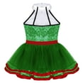 thumbnail image 4 of Moggemol Kids Girls Halter Sleeveless Sequins Modern Jazz Ballet Dance Dress Camisole Gymnastics Green 4, 4 of 5