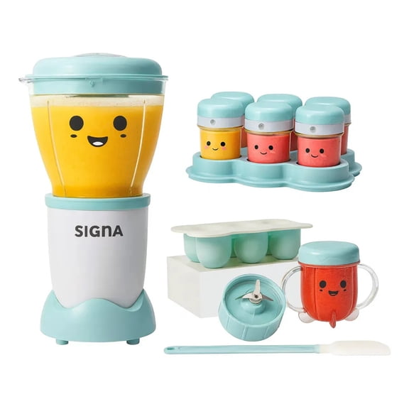 Procesador De Alimentos Para Comida De Bebe Nutri Baby Set 16 Accesorios Licuadora Para Bebe Signa Azul