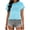 Z1 Light Blue, variant on Erwazi Women's Trendy Striped Print T-Shirt Crew Neck Short Sleeve Casual Tee Top