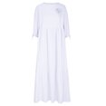 thumbnail image 4 of cfhntfmh Robes Grande Taille pour Femmes Confortables en Coton et Lin Col Rond Robe Décontractée d'Automne avec Bordure avant Manches Longues Maxi Robe, 4 of 6