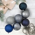 thumbnail image 2 of Shatterproof 3-Finish Christmas Ball Ornaments - 4" (100mm) - Silver and Blue - 12ct, 2 of 5