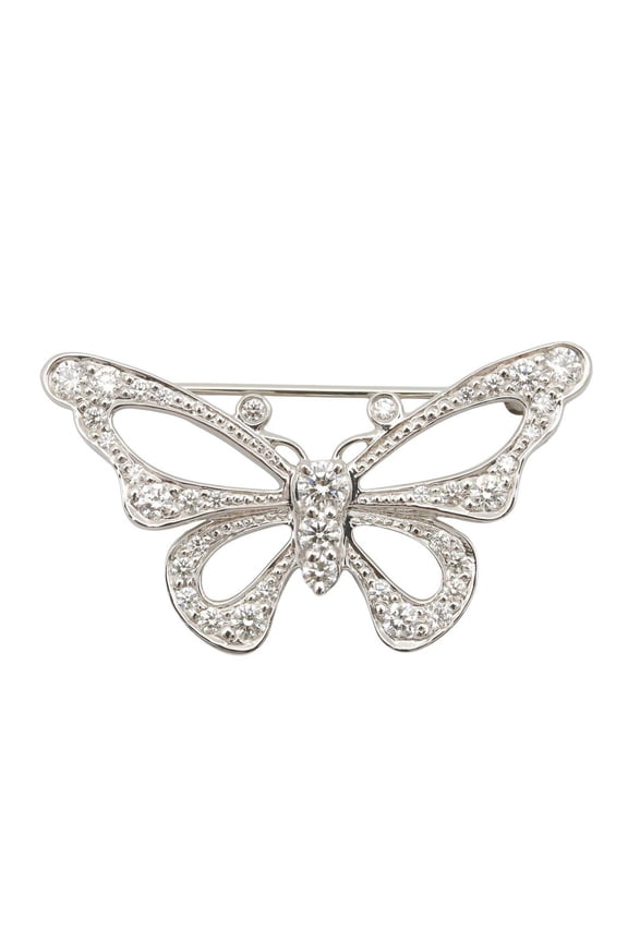 Pre-Owned Tiffany & Co. Butterfly Brooch, Diamond Accessory, Pt950 Platinum, Diamond, Women's,...