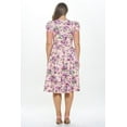 thumbnail image 3 of Women's Short Puff Sleeve Midi Floral Cocktail Flare Tea Party, Formal and Casual Dresses(Pink Dusty Lavender Small-Medium Size), 3 of 5