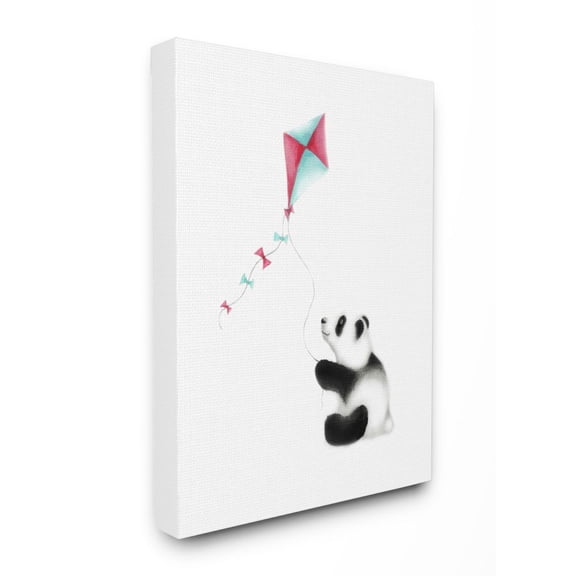 The Kids Room by Stupell Cute Cartoon Baby Panda With Kite Zoo Animal Painting Canvas Wall Art by Studio Q by Studio Q