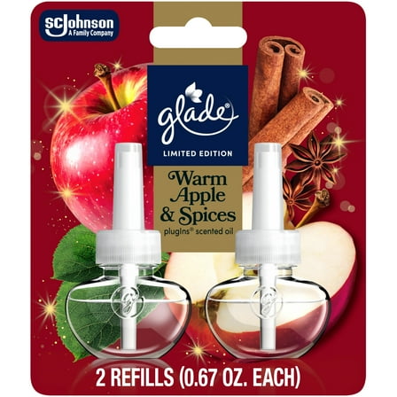 Glade® PlugIns® Refills Air Freshener, Christmas Stocking Stuffer Warm Apple & Spices, 1.34oz., 2 Count