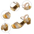 thumbnail image 4 of Rokment Womens Glitter Sequin Metallic Dressy Sandals Bling Square Toe Chunky Block High Heels Summer Dress Shoes for Bride Wedding Summer Gold Size 6, 4 of 7