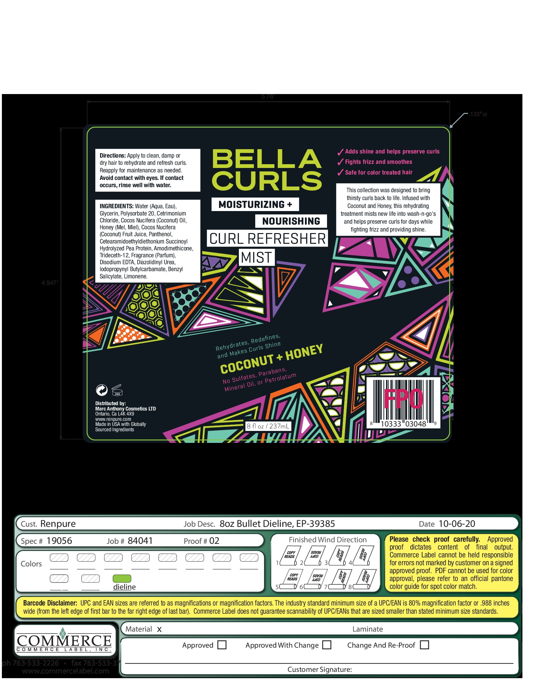 Bella Curls Coconut Water Repl Tmt Mist 8 floz